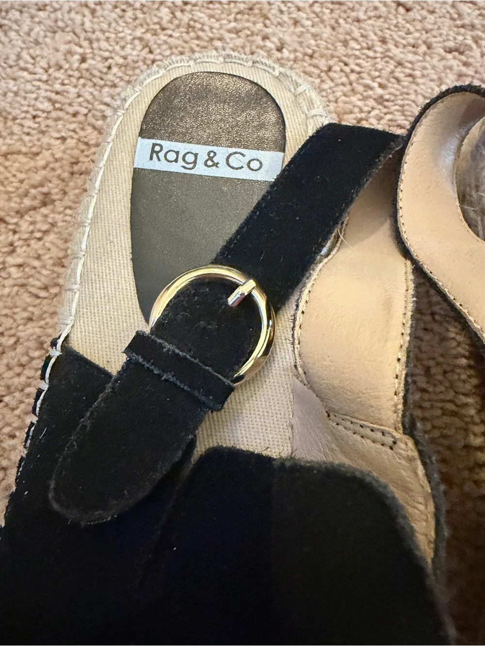 Rag & Co Black Suede Espadrille Slingback
